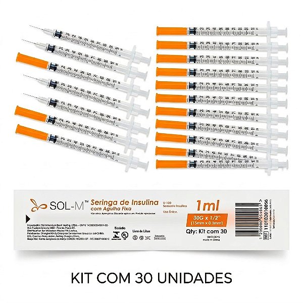 Seringa De Insulina 1,0ml Agulha Fixa 0,30mm X 13 Botox 30u