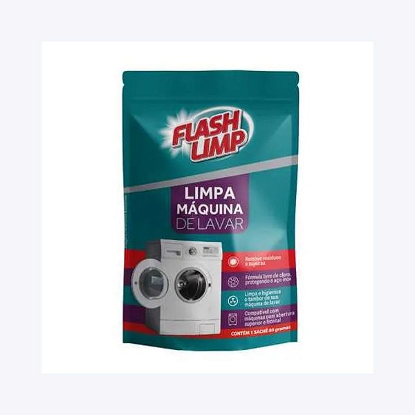 Limpa Higieniza Maquina de Lavar Sachê 80 Gramas Flash Limp
