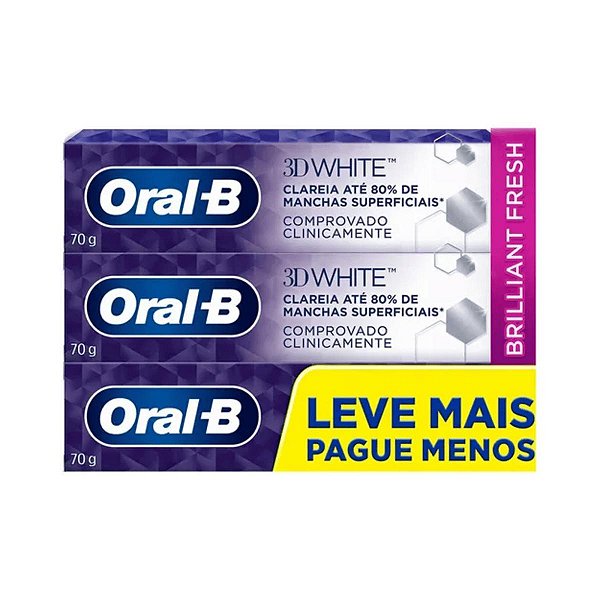 Kit Creme dental Oral-B 3D White Brilliant Fresh 3 Unidades