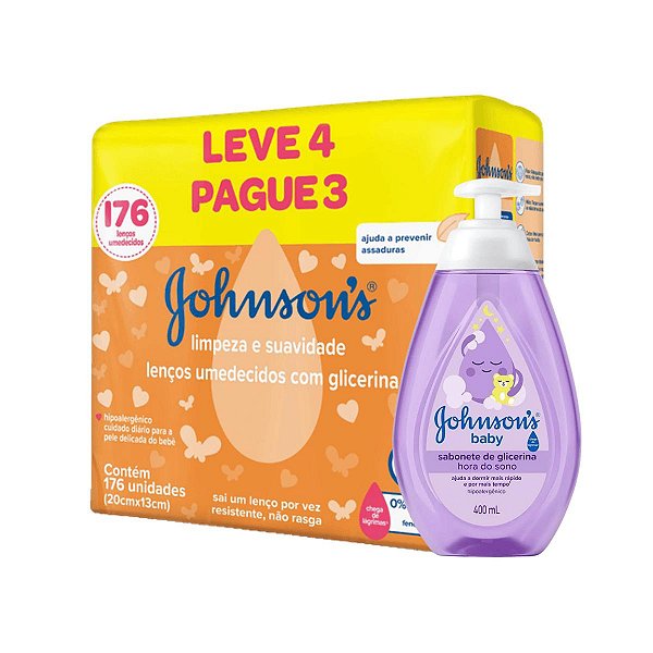 Kit Lenço umedecido e Sabonete Liquido Hora do Sono Johnsons