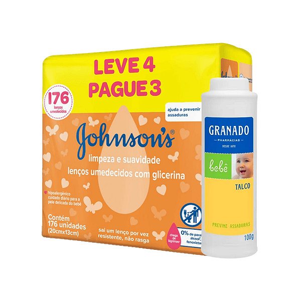 Kit Lenço Johnsons e Talco Para Bebê 100g Granado