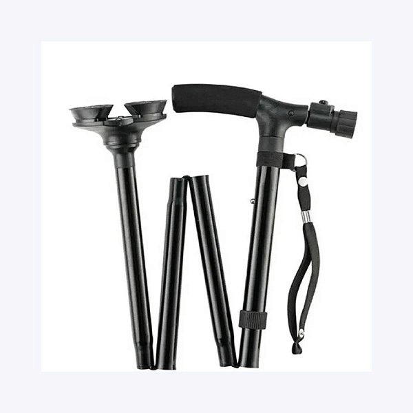 Bengala Ortopédica Bastão Dobrável Regulável C/ Lanterna Led