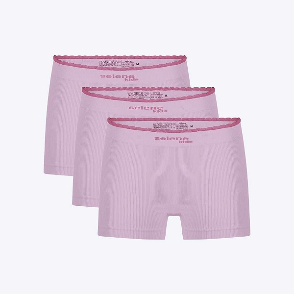 Kit 3 Calcinhas Boxer Infantil Sem Costura Selene