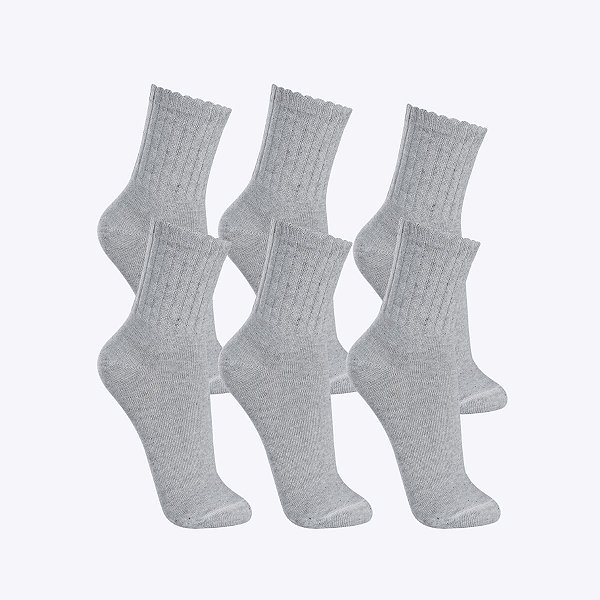 Kit 6 Pares Meia Lupo Kids Cano médio Esporte/Escola