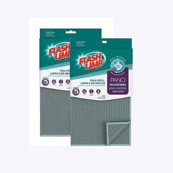 Kit 2 Pano Microfibra Cozinha Com Imã 38x63cm Flash Limp