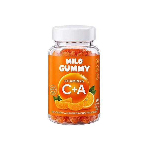 Vitamina C + A Milo Gummy Sabor Laranja 30 Gomas