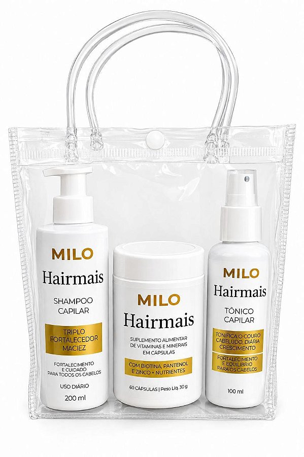 Kit Milo Hairmais Tratamento Capilar Cresce e Fortalece