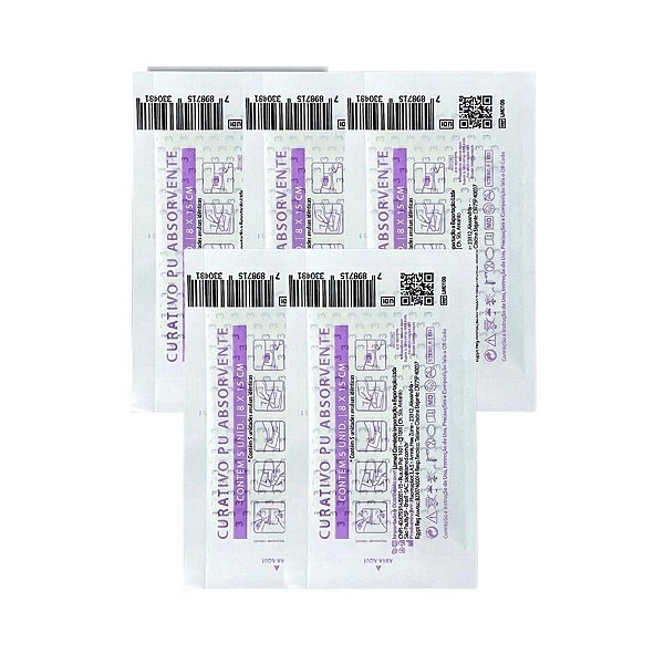 Curativo Pu Absorvente Skinupper 8x15cm 5 Unidade Estéril