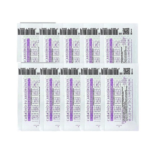 Curativo Pu Absorvente Skinupper 8x15cm 10 Unidade Estéril