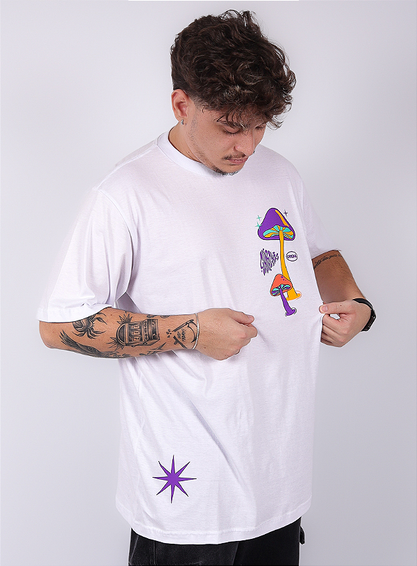 Camiseta Chronic - Cogumelos - Branco