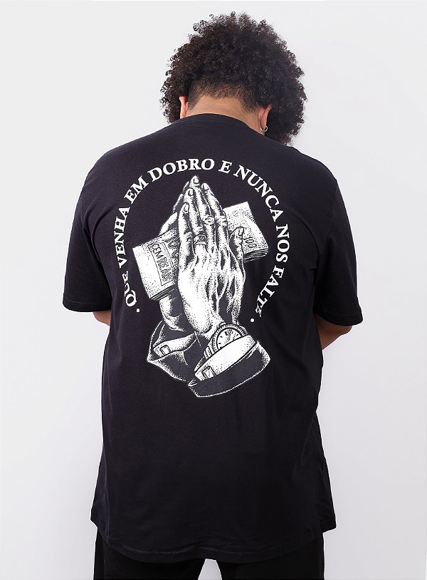 Camiseta Chronic Plus Size -  Que Venha Em Dobro E Nunca Nos Falte - Preto