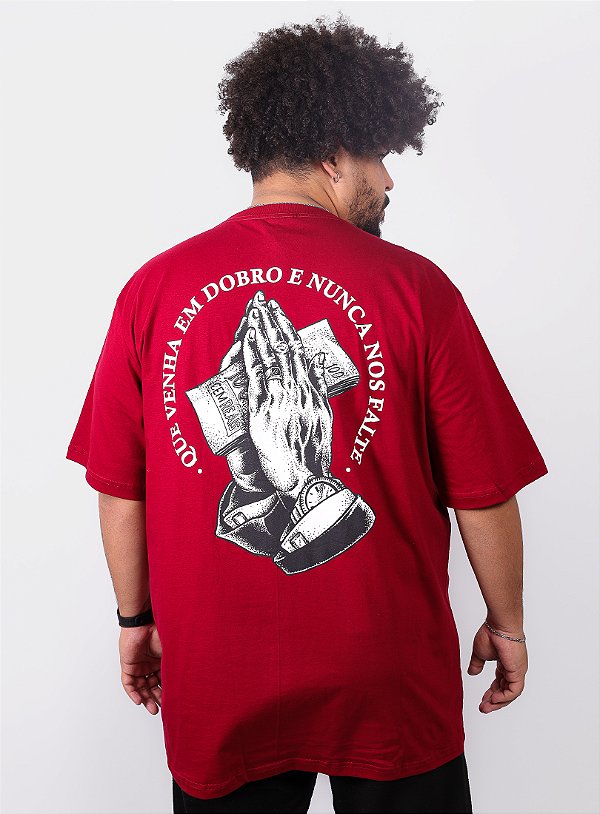 Camiseta Chronic Plus Size - Que Venha Em Dobro E Nunca Nos Falte - Vermelho