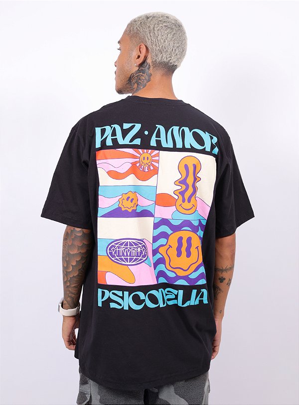 Camiseta Chronic - Paz Amor e Psicodelia - Preto