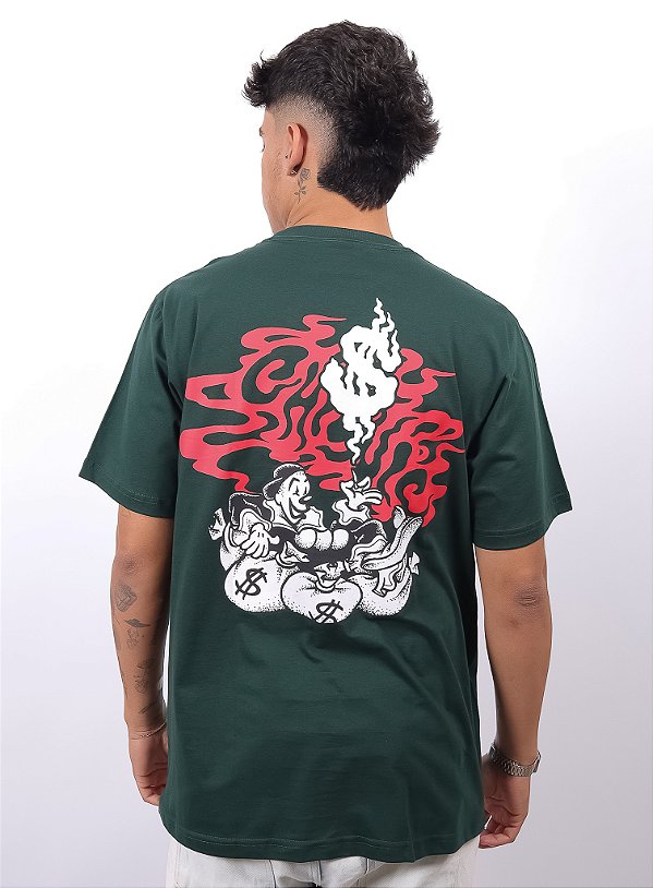 Camiseta Chronic - Dinheiro e Fumaça - Verde