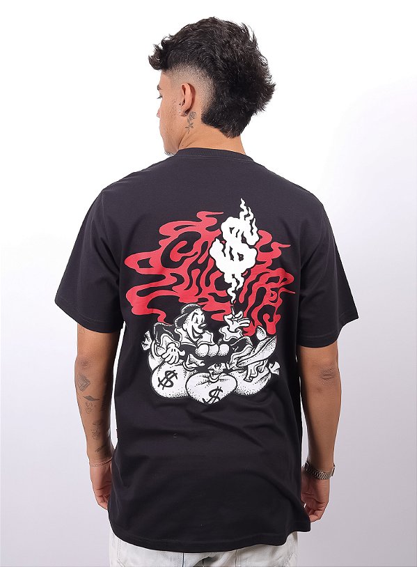 Camiseta Chronic - Dinheiro e Fumaça - Preto