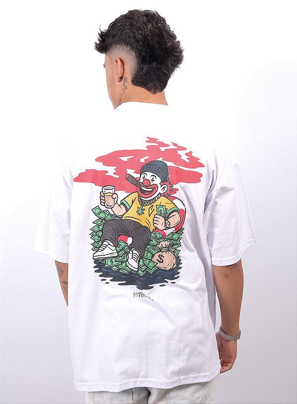 Camiseta Chronic Oversized - Dinheiro e Cerveja - Branco