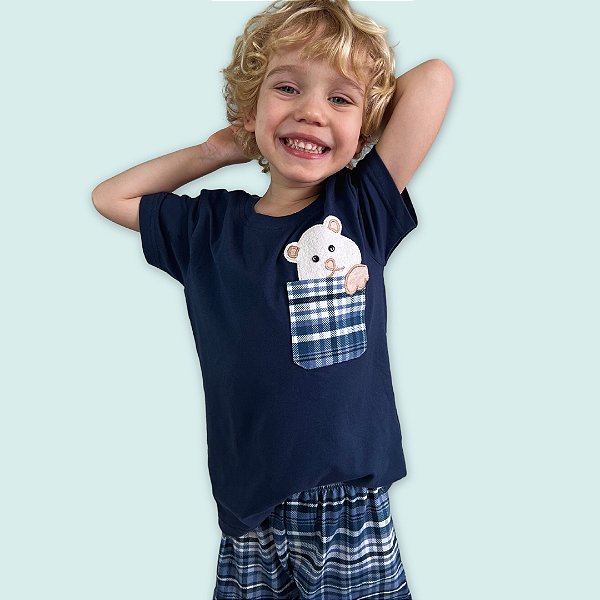 Pijama Curto Infantil Modelo Família Menino