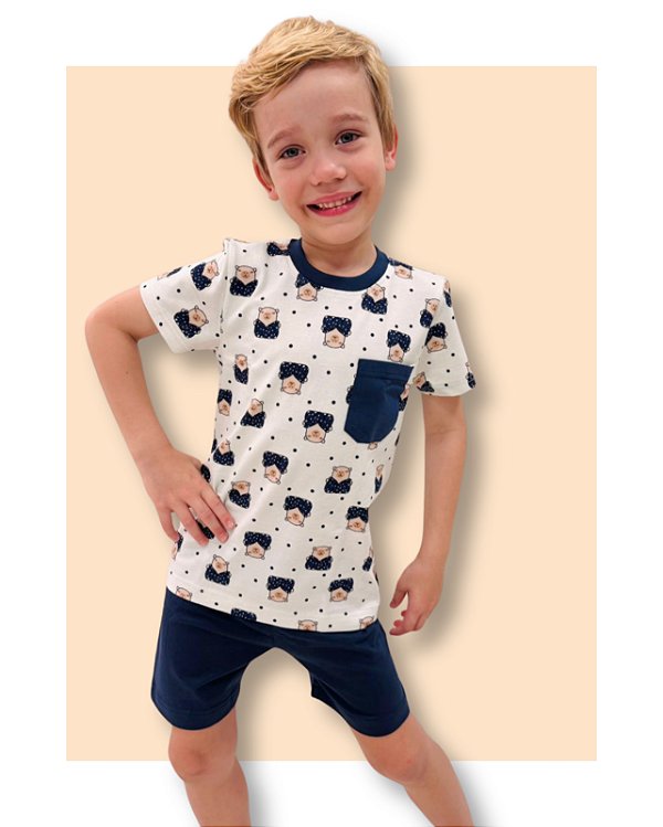 Pijama Infantil em Algodão Capivara Modelo Família