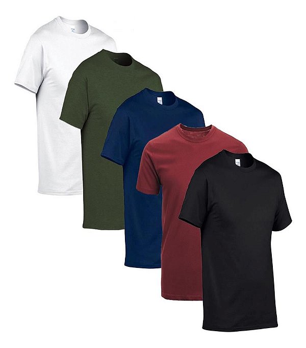 Kit 5 Camisetas Masculina Lisa Básica Sublimação Casual Gola Redonda