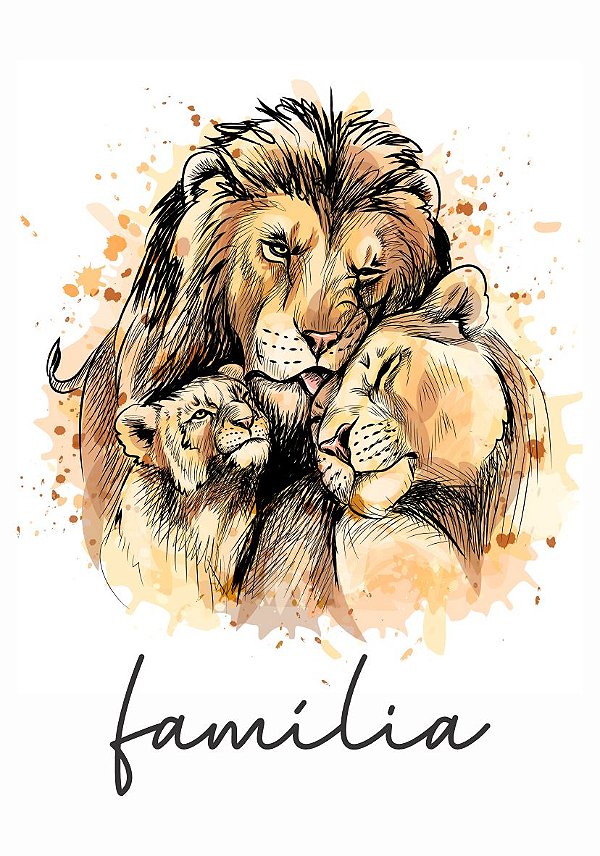 Tatuagem Temporária | Colorida | Leão, Família