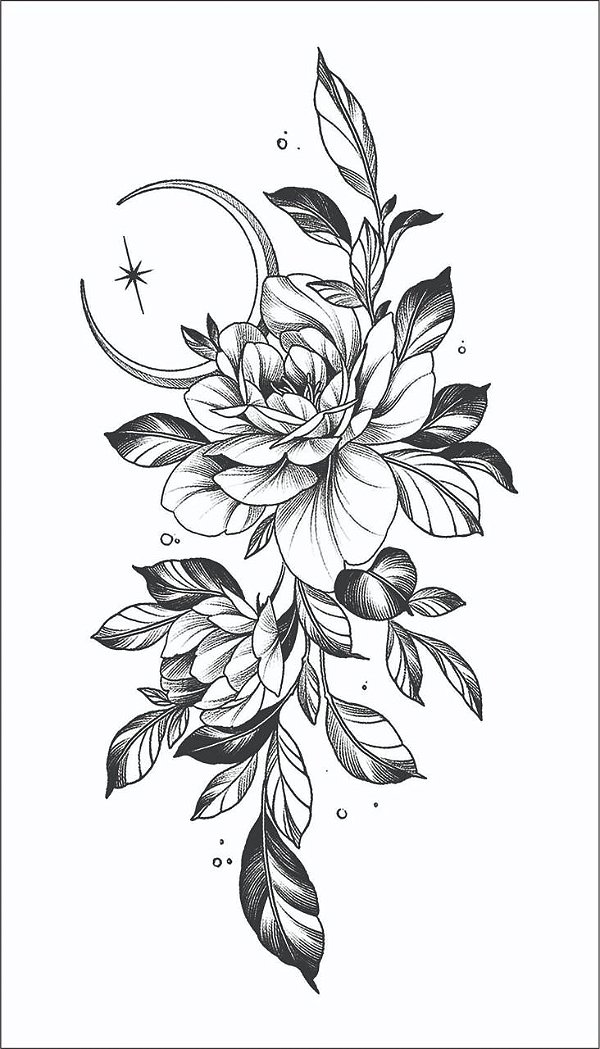 Tatuagem Temporária | antebraço | Rosa e Lua