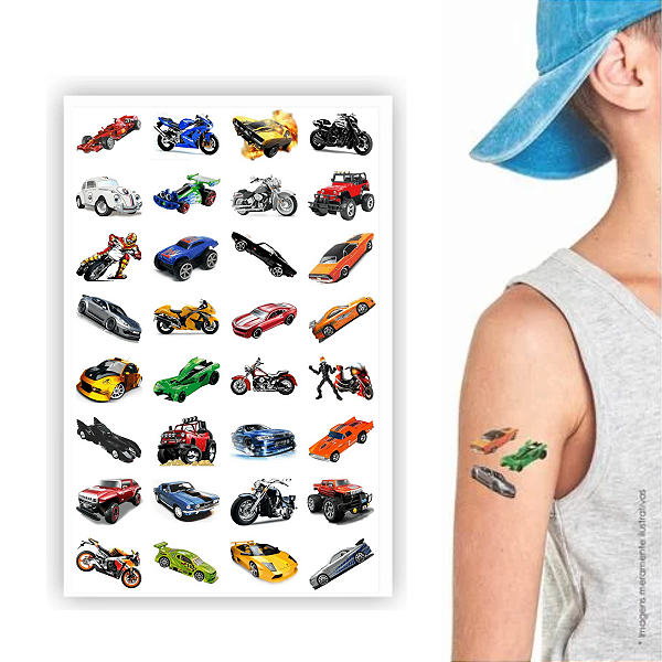 Tatuagem Temporária Infantil | Kit Festa 32 | Carros