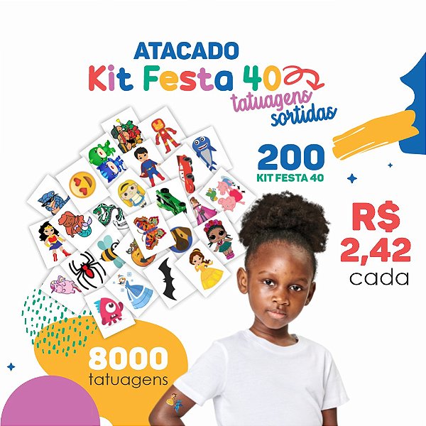 ATACADO | Tatuagem Temporária Infantil - Diversos | 8000 Tatuagens