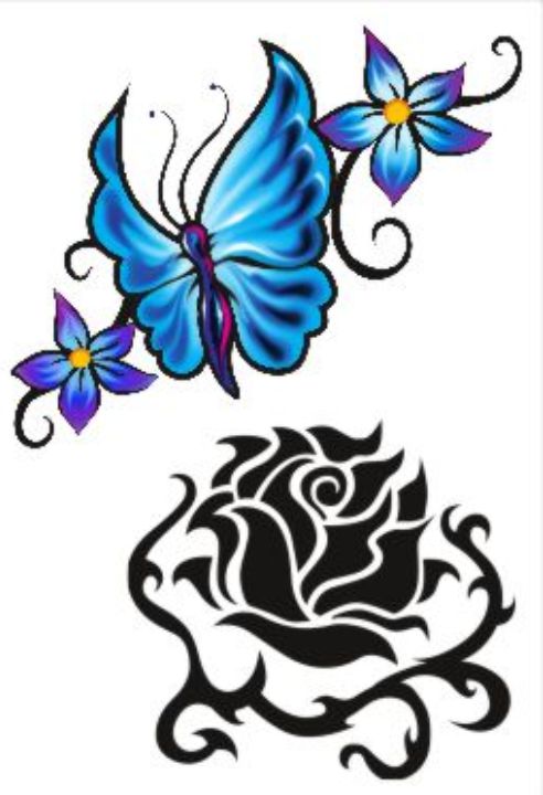 Tatuagem Temporária | Colorida | Flores e Borboleta