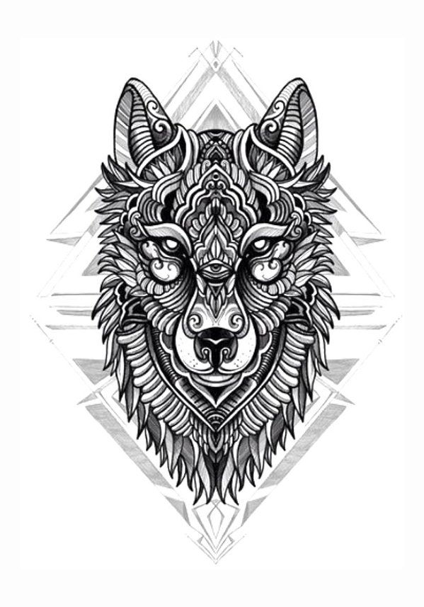 Tatuagem Temporária | TRIBAL | Lobo Ornamental