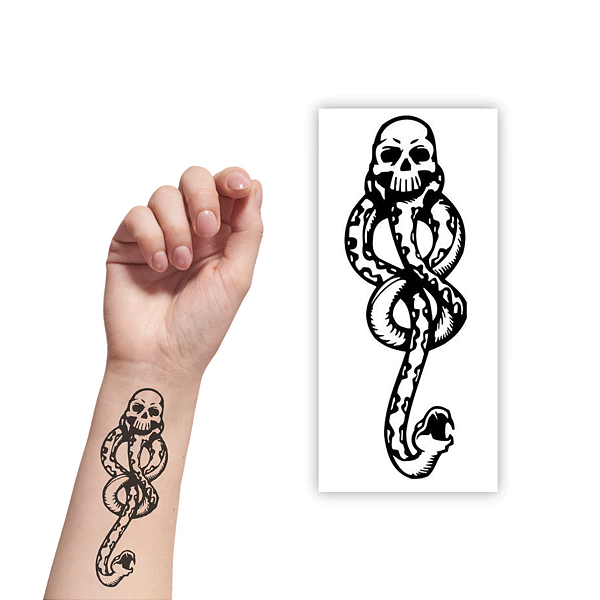 Tatuagem Temporária Marca Negra Cobra Cosplay Fantasia Bruxo