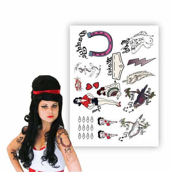 Tatuagem Temporária | Fantasia Cosplay - Halloween | Amy Winehouse