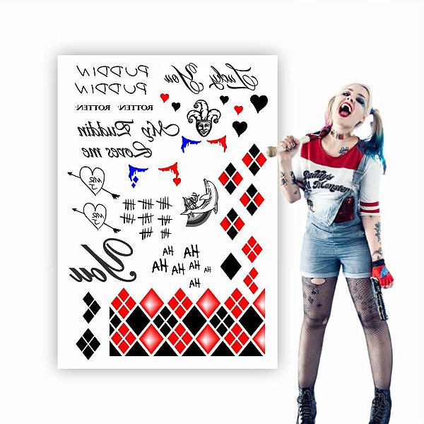 Conjunto Infantil Festa Harley Quinn Arlequina 6 a 10 Anos