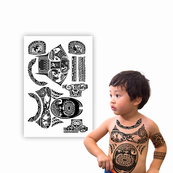 Tatuagem Temporária Infantil Maui | Fantasia Cosplay (Reduzido)