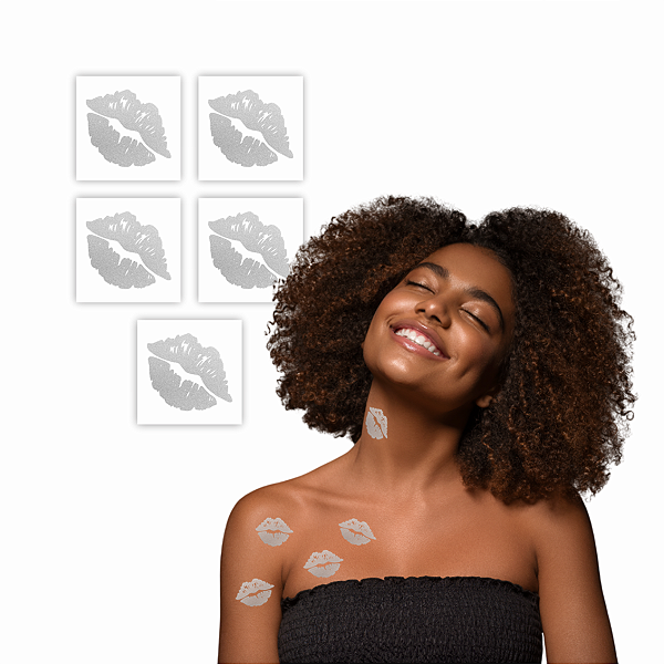 Tatuagem Temporária Beijo Beijinho Prata Prateado