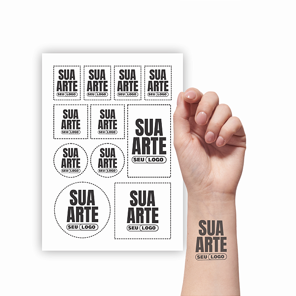 TATUAGEM TEMPORÁRIA PERSONALIZADO - TAMANHO A4 (21 x 29,7cm)
