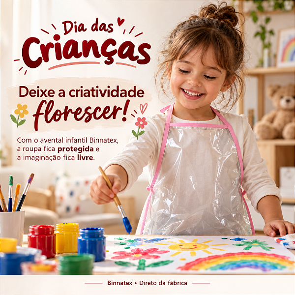 Kit 10 Aventais Plástico Infantil Transparente para uso escolar