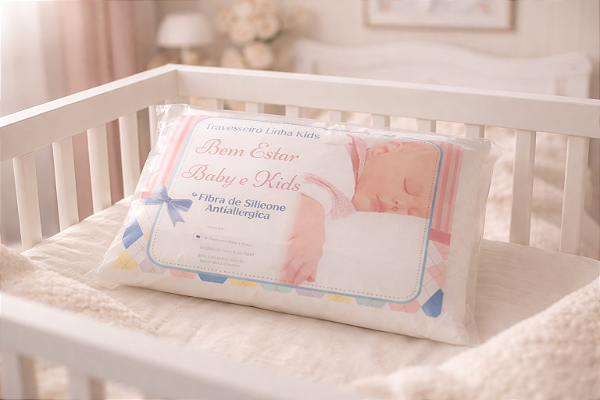 Travesseiro para Bebê 30x40cm Berço, Carrinho ou Bebê Conforto, Antialérgico Retangular | Cor Branco
