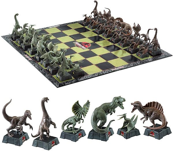 XADREZ JURASSIC PARK - TABULEIRO THE NOBLE COLLECTION - PEÇAS EM