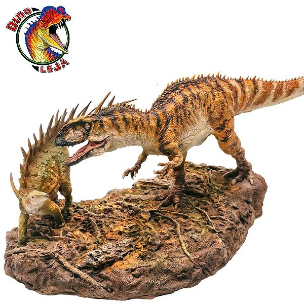 YANGCHUANOSAURUS VS. CHUNKINGOSAURUS PNSO DIORAMA DINOSSAUROS BATALHANDO MODELO PLÁSTICO