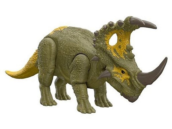 SINOCERATOPS RUGE E ATACA MATTEL JURASSIC WORLD DOMÍNIO DINOSSAURO ARTICULADO