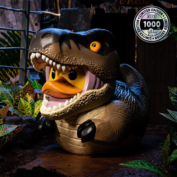 TYRANNOSAURS TUBBZ XL JURASSIC PARK PATO DE BORRACHA COLECIONÁVEL EDIÇÃO LIMITADA