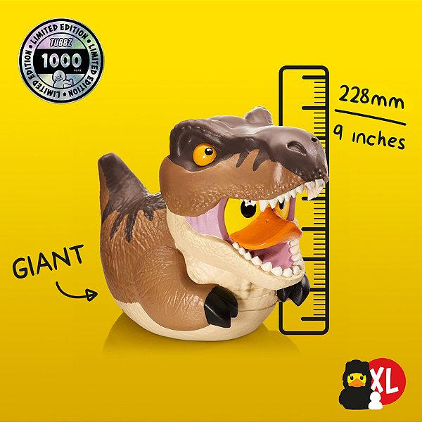 TYRANNOSAURS TUBBZ XL JURASSIC PARK PATO DE BORRACHA COLECIONÁVEL EDIÇÃO LIMITADA