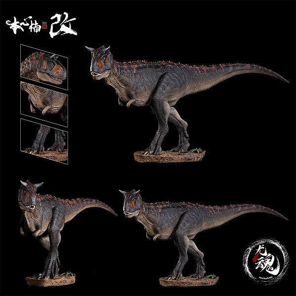 CARNOTAURUS NANMU RANGER PRETO CHIFRE QUEBRADO RUGINDO FIGURA DINOSSAURO JURASSIC WORLD