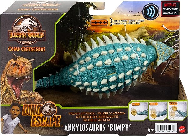 ANKYLOSAURUS BOLOTA RUGE E ATACA CAMP CRETACEOUS DINO ESCAPE BUMPY MATTEL
