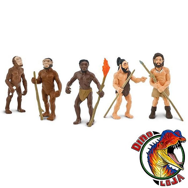 CONJUNTO EVOLUÇÃO HUMANA SAFARI LTD. RÉPLICA DE HOMINÍDEOS PRÉ-HISTÓRICOS FIGURAS EDUCATIVAS