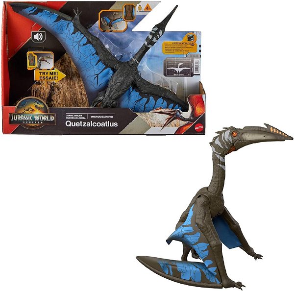 QUETZALCOATLUS EMBOSCADA AÉREA MATTEL JURASSIC WORLD REBIRTH PTEROSSAURO COM SOM ARTICULADO