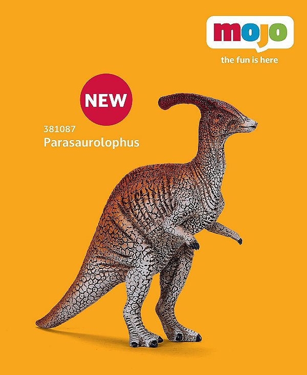 PARASAUROLOPHUS MOJO FUN 2024 LARANJA (BÍPEDE) MINIATURA DE DINOSSAURO HERBÍVORO PARASSAUROLOFO FIGURA MOJO