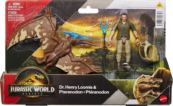 CONJUNTO HENRY LOOMIS E PTERANODON MATTEL JURASSIC WORLD REBIRTH