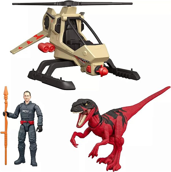 PACOTE DE PERSEGUIÇÃO DE HELICÓPTERO COM ATROCIRAPTOR JURASSIC WORLD LEGACY COLLECTION MATTEL