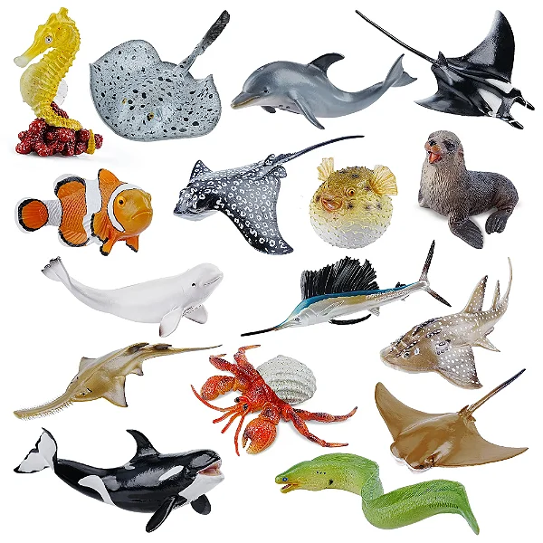 CONJUNTO DE 16 ANIMAIS MARINHOS TOYMANY FIGURAS DE ANIMAIS OCEANO REALISTAS